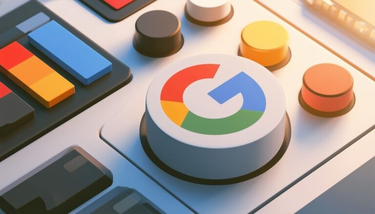 Färgglad Google-symbol på en panel med reglage och knappar